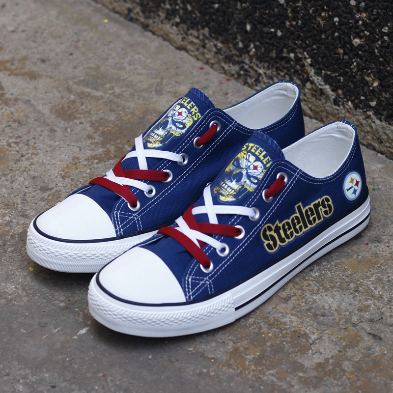 Women and Youth NFL Pittsburgh Steelers Repeat Print Low Top Sneakers 003